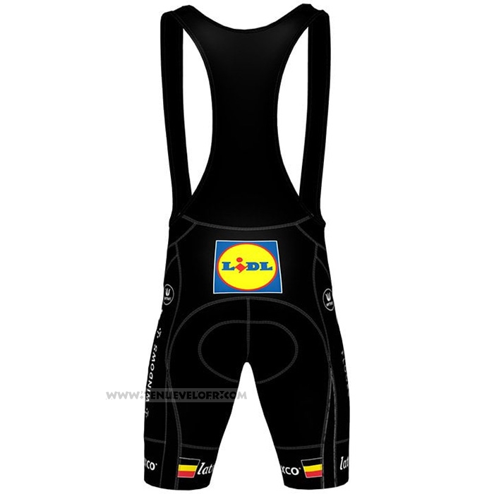 2021 Maillot Cyclisme Deceuninck Quick Step Noir Jaune Rouge Manches Courtes et Cuissard